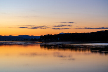 sunset over the river