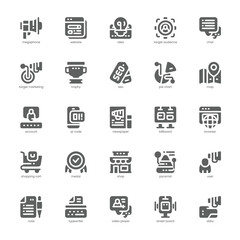 Website Marketing icon pack for your website, mobile, presentation, and logo design. Website Marketing icon glyph design. Vector graphics illustration and editable stroke.