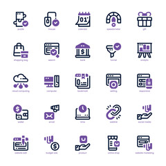 Website Marketing icon pack for your website, mobile, presentation, and logo design. Website Marketing icon dual tone design. Vector graphics illustration and editable stroke.