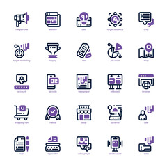 Website Marketing icon pack for your website, mobile, presentation, and logo design. Website Marketing icon dual tone design. Vector graphics illustration and editable stroke.