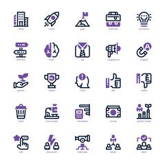 Business Startup icon pack for your website, mobile, presentation, and logo design. Business Startup icon dual tone design. Vector graphics illustration and editable stroke.