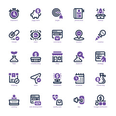 Business Startup icon pack for your website, mobile, presentation, and logo design. Business Startup icon dual tone design. Vector graphics illustration and editable stroke.