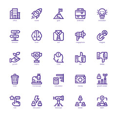 Business Startup icon pack for your website, mobile, presentation, and logo design. Business Startup icon basic line gradient design. Vector graphics illustration and editable stroke.