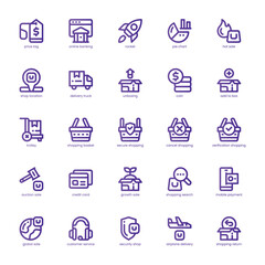 Business Commerce icon pack for your website, mobile, presentation, and logo design. Business Commerce icon basic line gradient design. Vector graphics illustration and editable stroke.