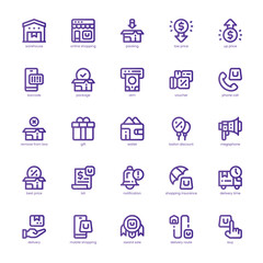 Business Commerce icon pack for your website, mobile, presentation, and logo design. Business Commerce icon basic line gradient design. Vector graphics illustration and editable stroke.