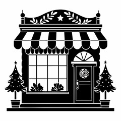 Christmas Storefront Black silhouette