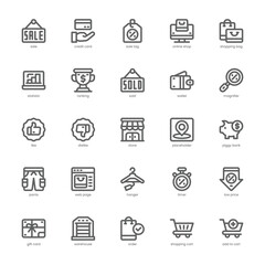 Sales icon pack for your website, mobile, presentation, and logo design. Sales icon outline design. Vector graphics illustration and editable stroke.