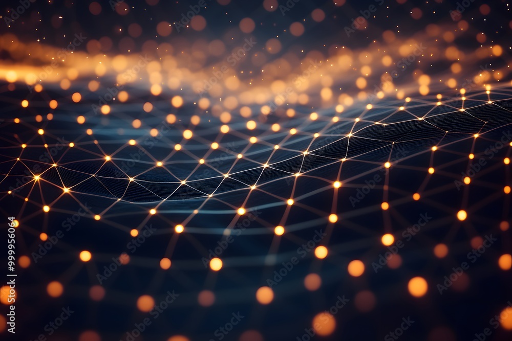 Poster abstract network with glowing nodes