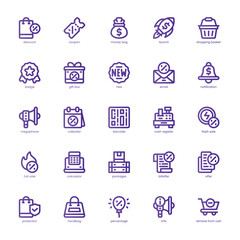 Sales icon pack for your website, mobile, presentation, and logo design. Sales icon basic line gradient design. Vector graphics illustration and editable stroke.