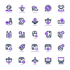 Black Friday Shop icon pack for your website, mobile, presentation, and logo design. Black Friday Shop icon dual tone design. Vector graphics illustration and editable stroke.