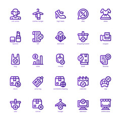 Black Friday Shop icon pack for your website, mobile, presentation, and logo design. Black Friday Shop icon basic line gradient design. Vector graphics illustration and editable stroke.