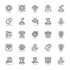 Core Value icon pack for your website, mobile, presentation, and logo design. Core Value icon outline design. Vector graphics illustration and editable stroke.