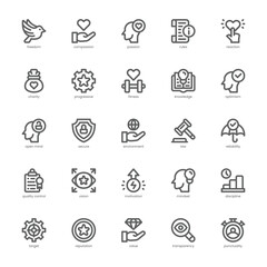 Core Value icon pack for your website, mobile, presentation, and logo design. Core Value icon outline design. Vector graphics illustration and editable stroke.