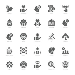 Core Value icon pack for your website, mobile, presentation, and logo design. Core Value icon glyph design. Vector graphics illustration and editable stroke.