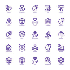 Core Value icon pack for your website, mobile, presentation, and logo design. Core Value icon basic line gradient design. Vector graphics illustration and editable stroke.