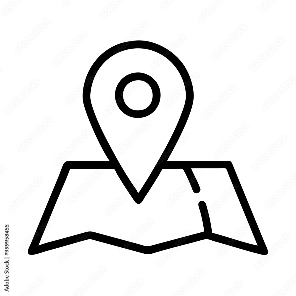 Poster geolocation icon featuring a map with a location pin representing contact details