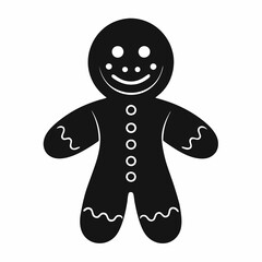 Christmas gingerbread man Black silhouette