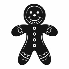 Christmas gingerbread man Black silhouette