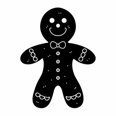 Christmas gingerbread man Black silhouette