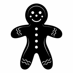 Christmas gingerbread man Black silhouette