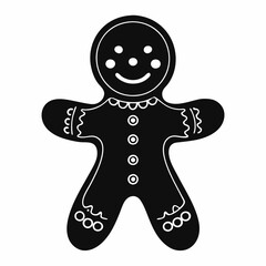 Christmas gingerbread man Black silhouette