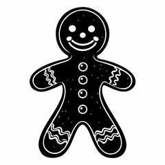 Christmas gingerbread man Black silhouette