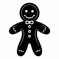 Christmas gingerbread man Black silhouette