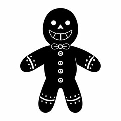 Christmas gingerbread man Black silhouette