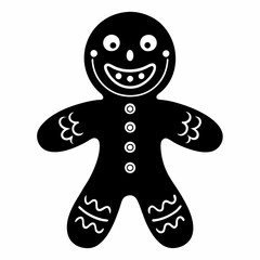Christmas gingerbread man Black silhouette