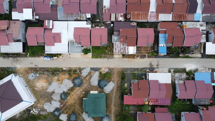 Aerial view of subsidized housing development in South Kalimantan
