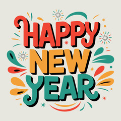 Cursive text wishes a Happy New Year 2025