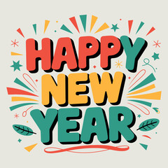 Cursive text wishes a Happy New Year 2025