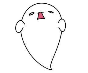 ゆるい白色のおばけのイラスト素材