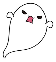 ゆるい白色のおばけのイラスト素材