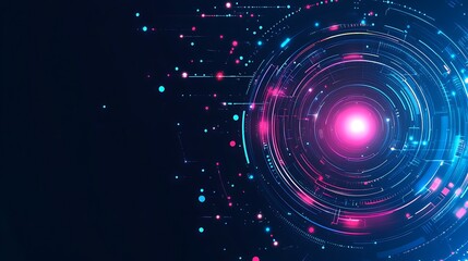 Abstract glowing circular technology background.