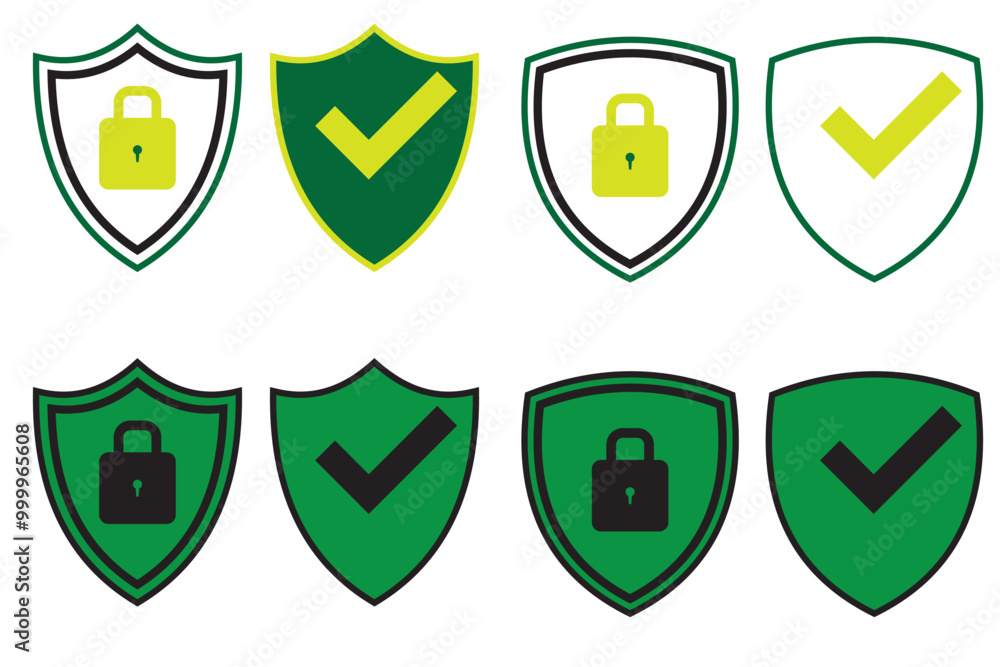 Canvas Prints colorful shield lock vector icons set