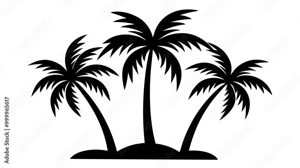 Wall mural Set of palm tree silhouettes vector black trees illustration 