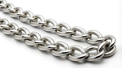 Obraz premium High angle view of silver chain hanging over white background