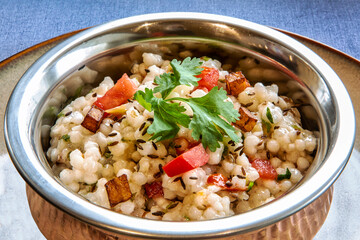 Sabudana khichri a dish made from soaked sago or tapioca pearls
