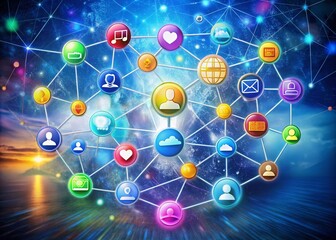 Creative Sketch of Social Media Icons and Symbols Representing Digital Communication and Connection