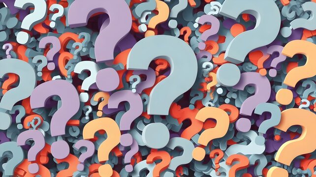 Scattered Question Marks with Depth and Color Variation