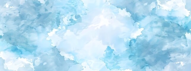 Fototapeta premium Abstract blue watercolor background banner, soft pastel sky blue color, seamless pattern, vector illustration,