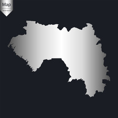 Abstract - High Detailed Silver Map of Guinea. Vector illustration eps10.	
