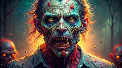 Creepy Zombie Illustration in Dark Colors with Gory Details Perfect for Horror and Halloween Themes