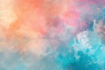 Fototapeta premium Colorful pastel watercolor background with soft blue, pink, and orange colors, in a dreamy and ethereal style, 