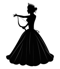 Cute Princess Silhouette With Arrow