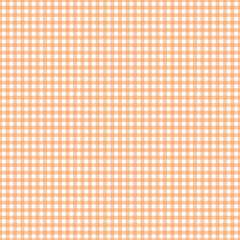 A seamless pattern of light orange and white checkered squares, creating a vibrant and cheerful textile design.