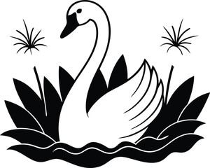Beautiful Swan Holding Flower Vector Illustration for Art Lovers
