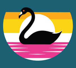 Calm Waters and Graceful Swans Vector Artwork for Tranquil Vibes
