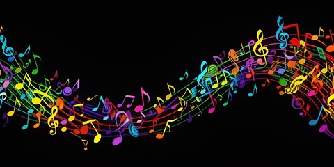 Decorative Musical Notes Border for Creative Projects and Designs in Various Artistic Applications